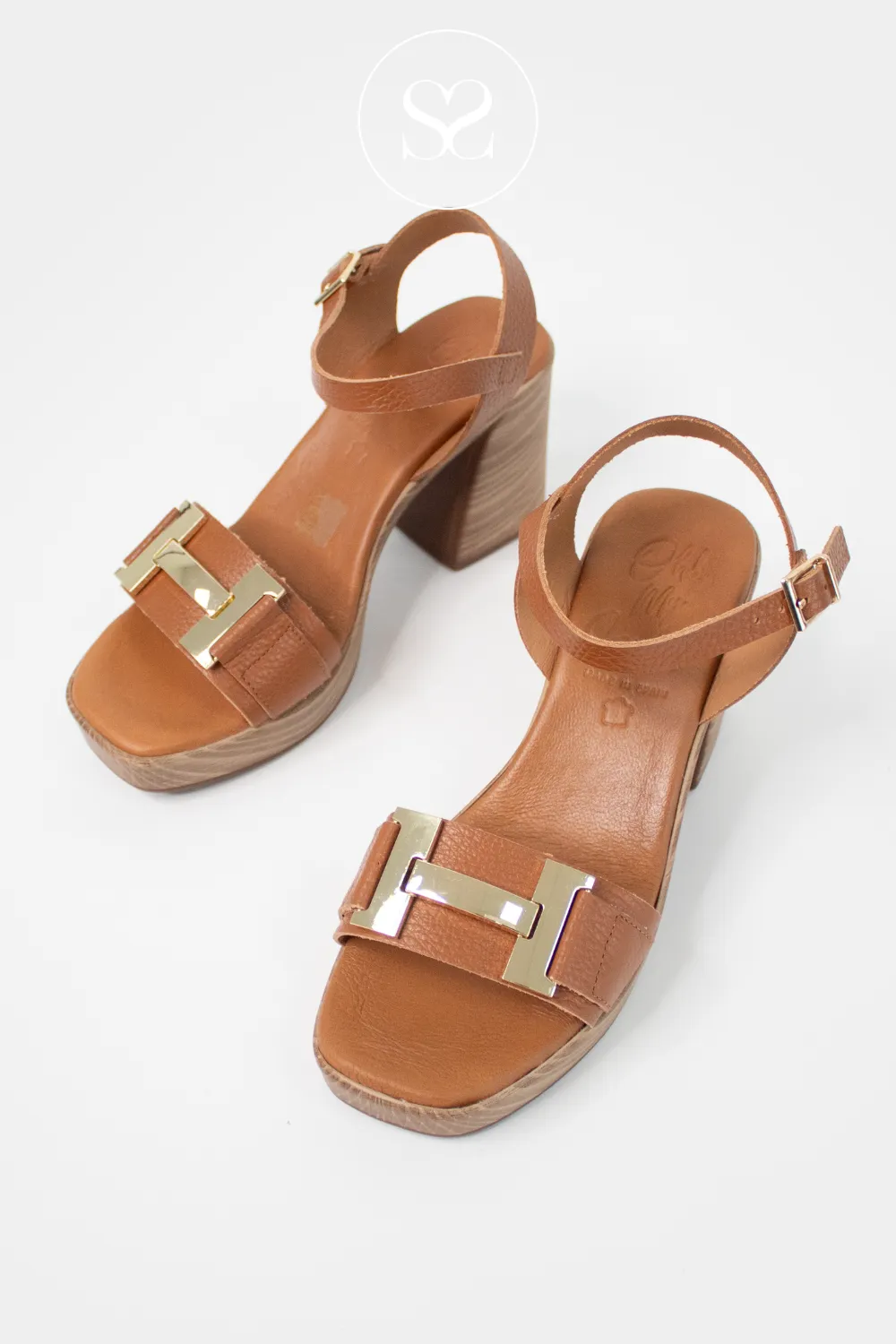 OH MY SANDALS 5636 TAN BLOCK HEEL PLATFORM SANDAL