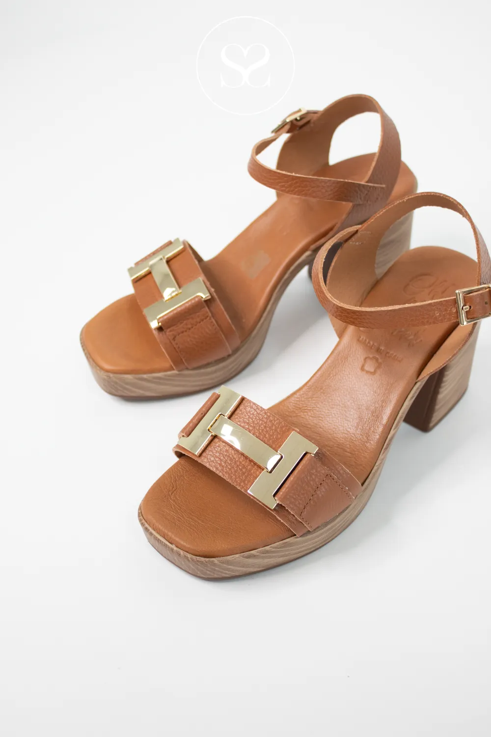 OH MY SANDALS 5636 TAN BLOCK HEEL PLATFORM SANDAL