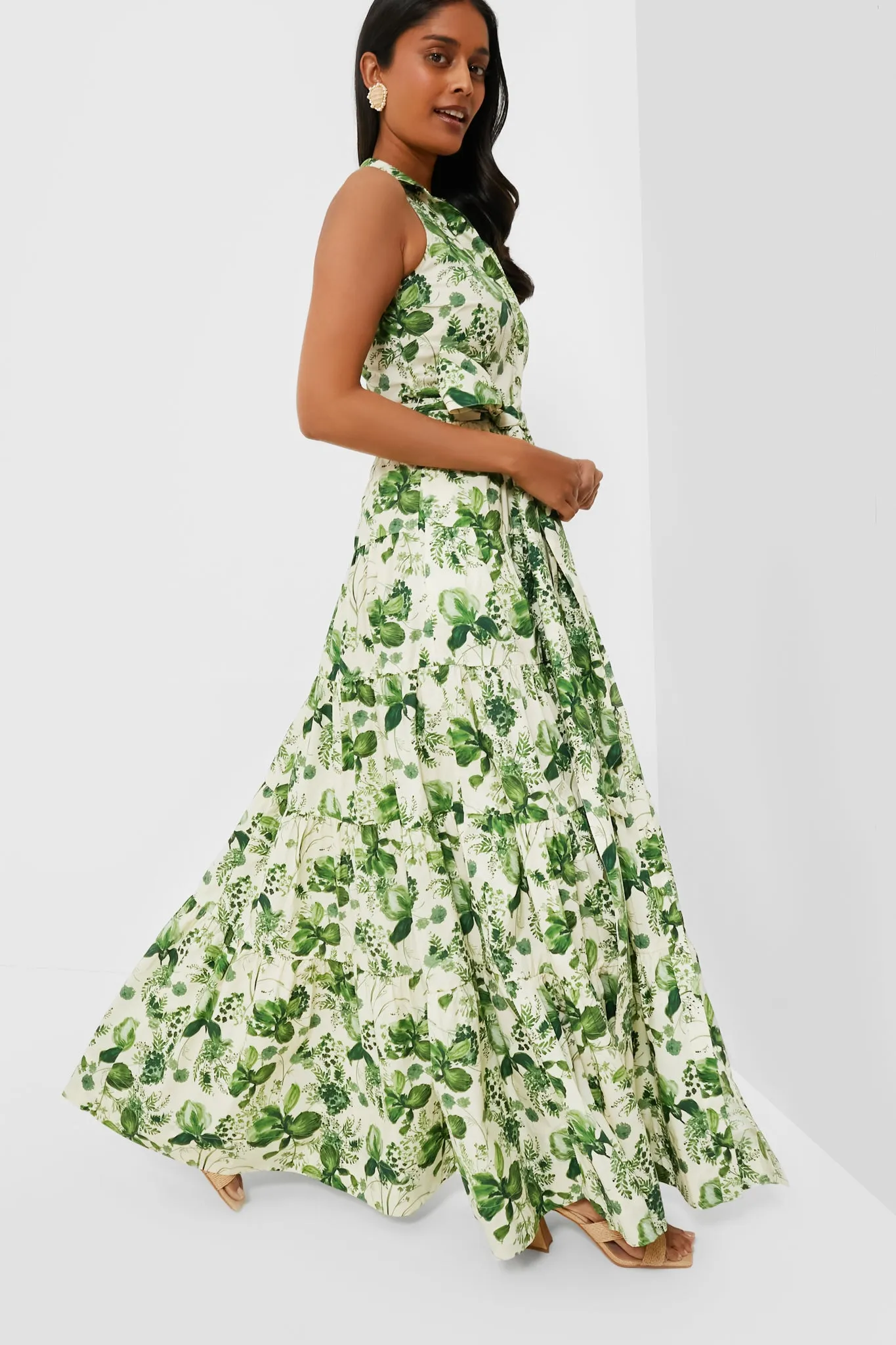 Olive Hanging Orchids Adriana Dress