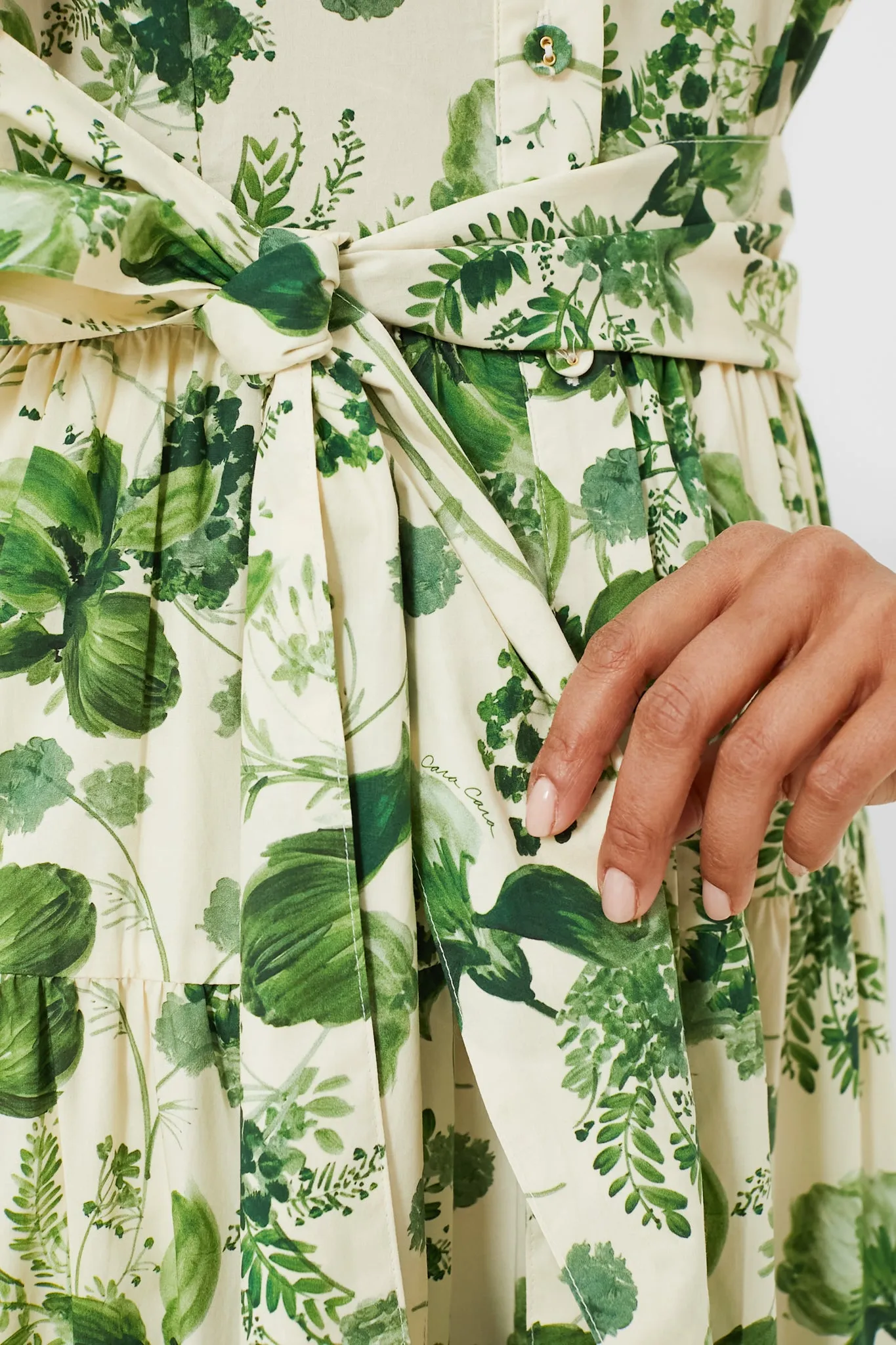 Olive Hanging Orchids Adriana Dress
