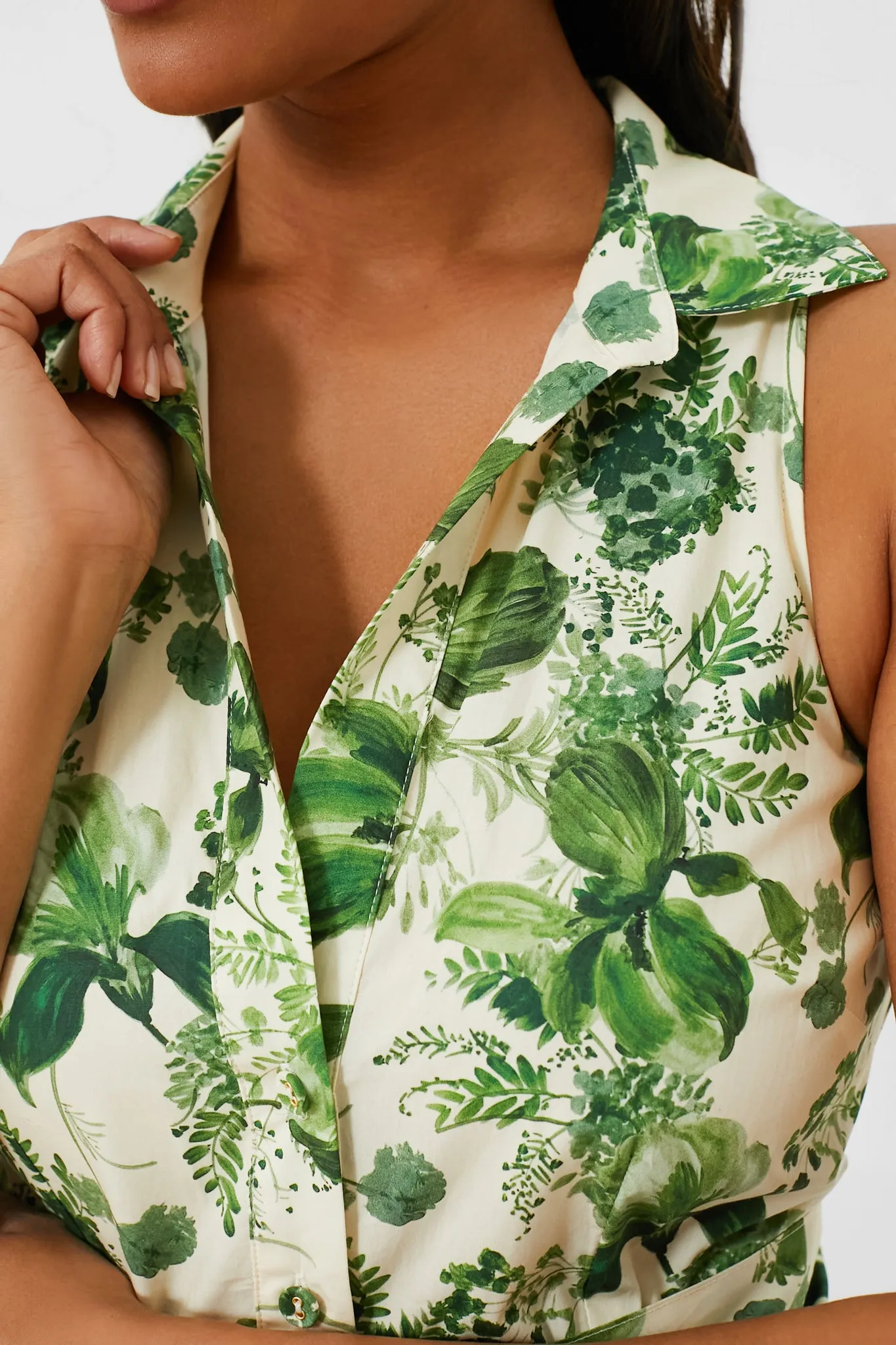 Olive Hanging Orchids Adriana Dress