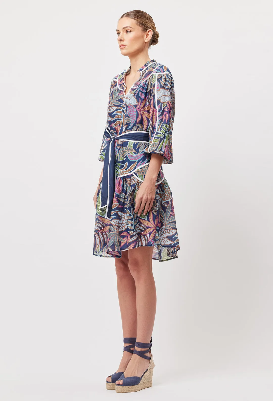 OnceWas FIESTA High Neck Dress in Fiesta Tropico print