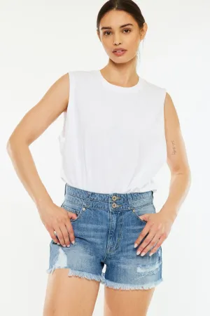 Open High Rise Mom Shorts