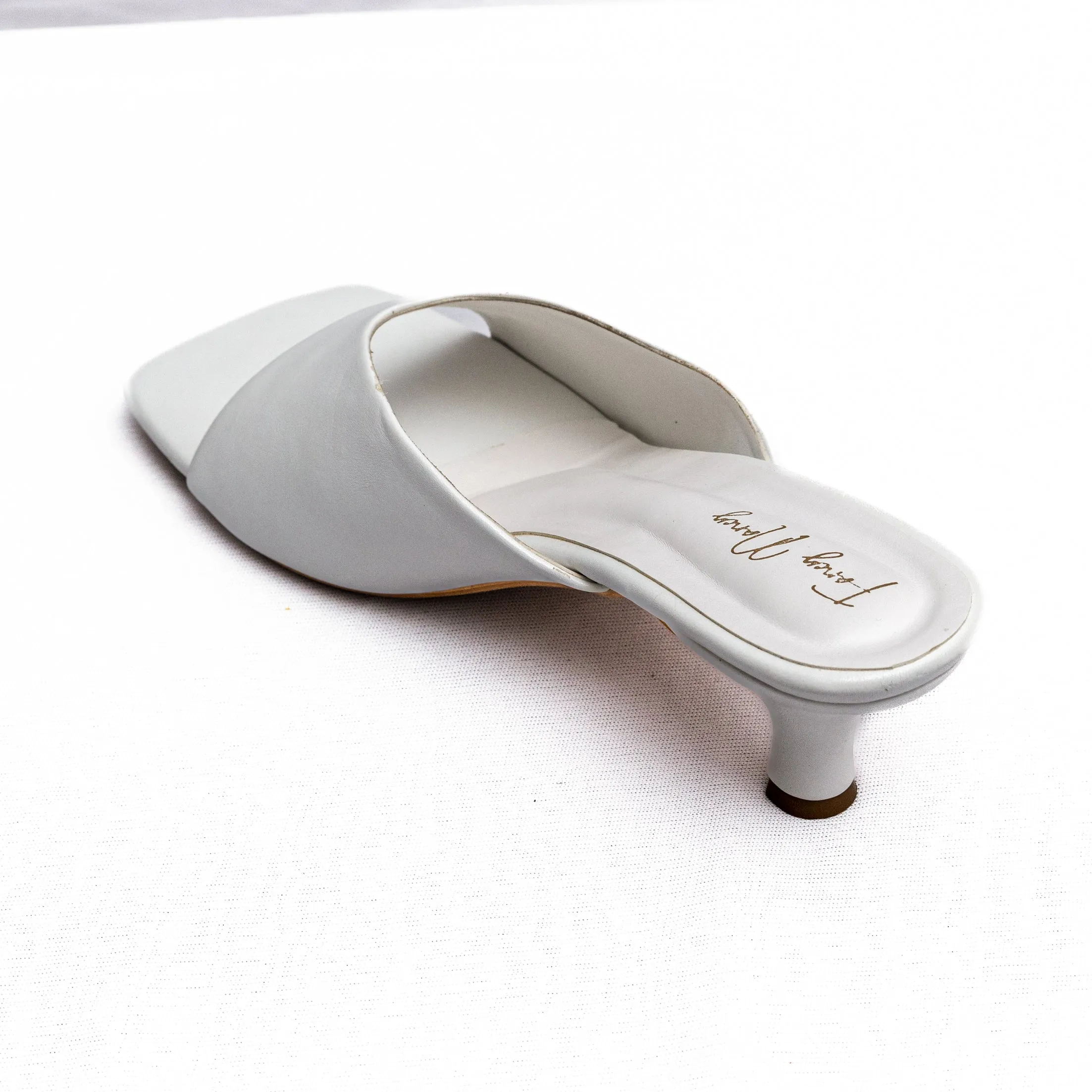 Open Toe Mules - White