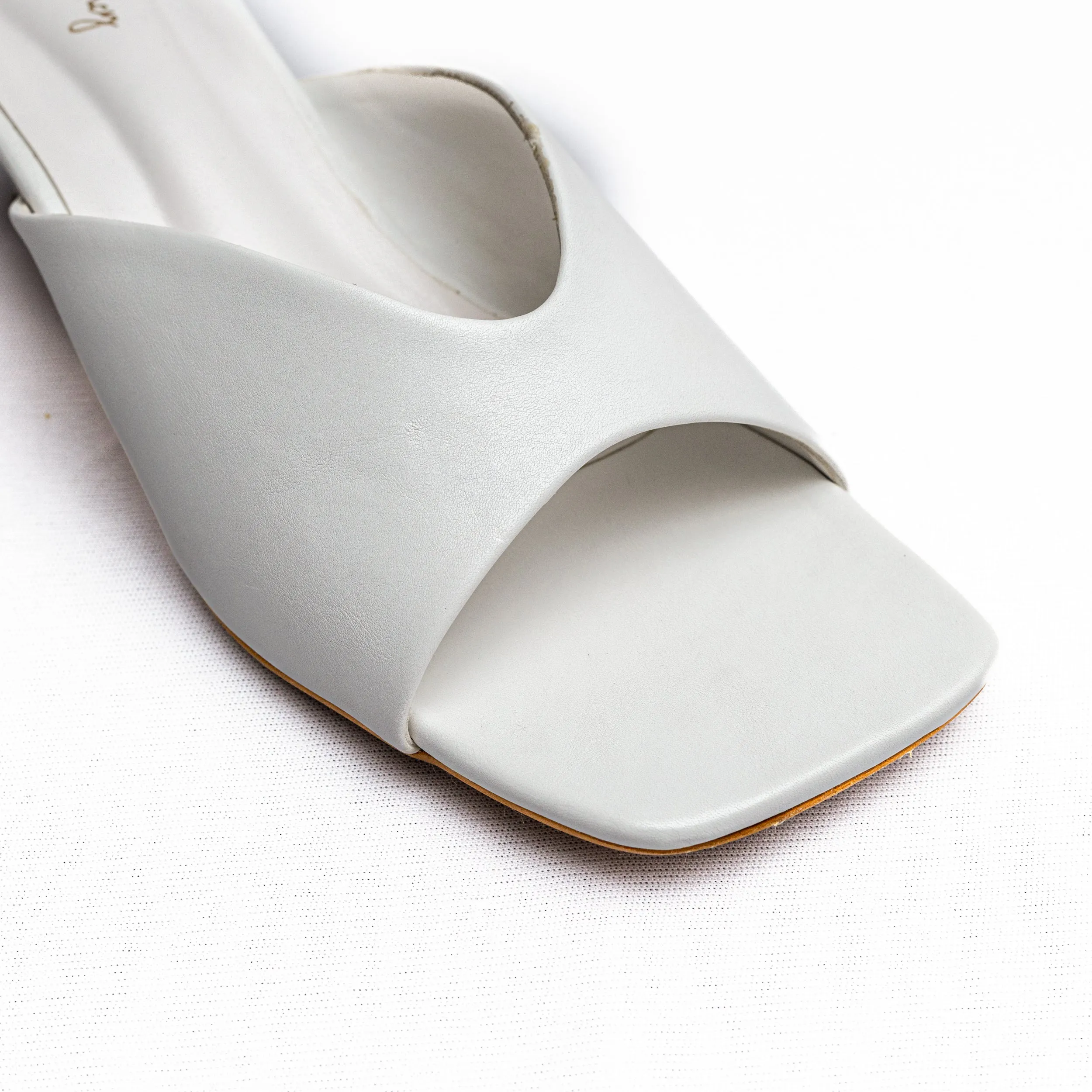 Open Toe Mules - White