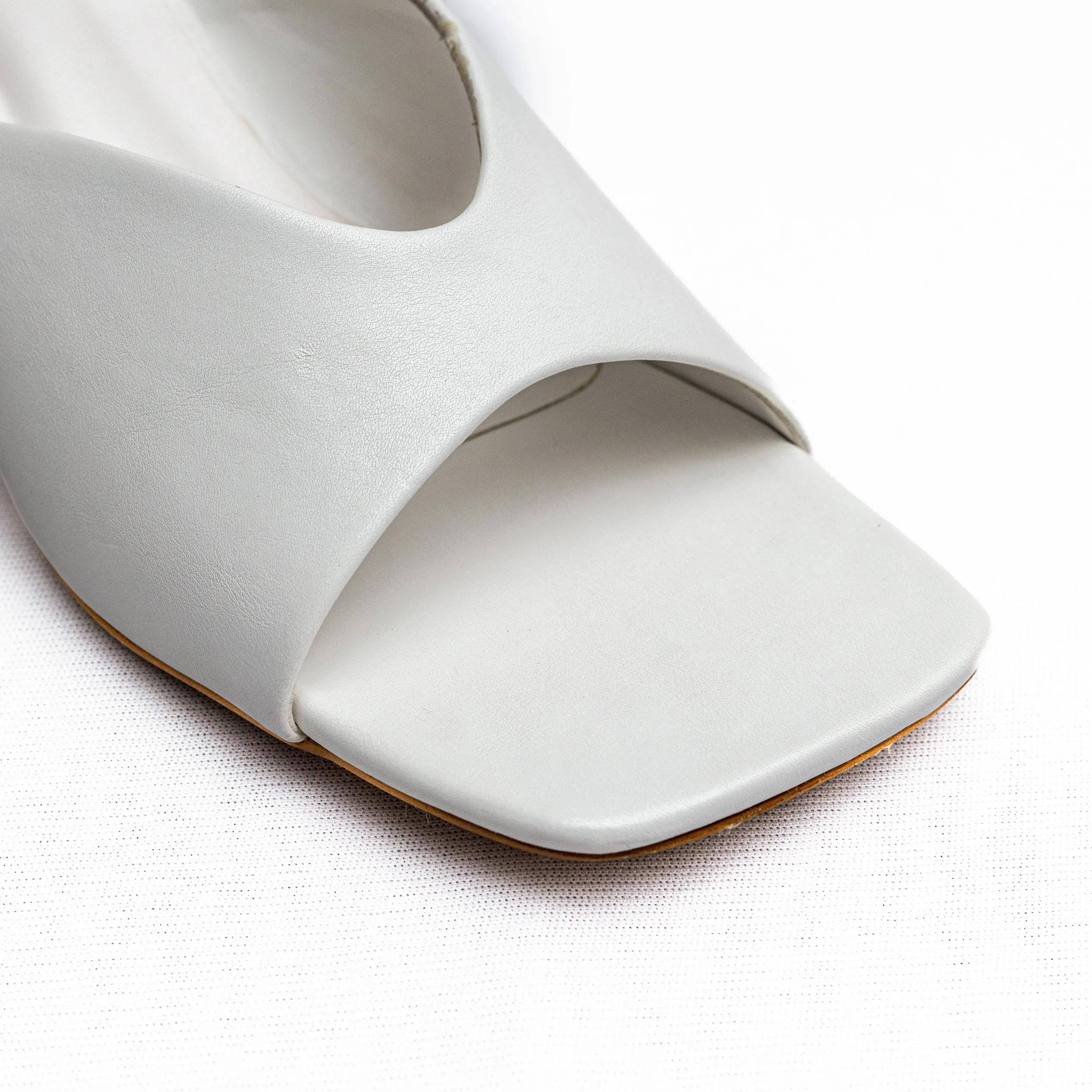 Open Toe Mules - White