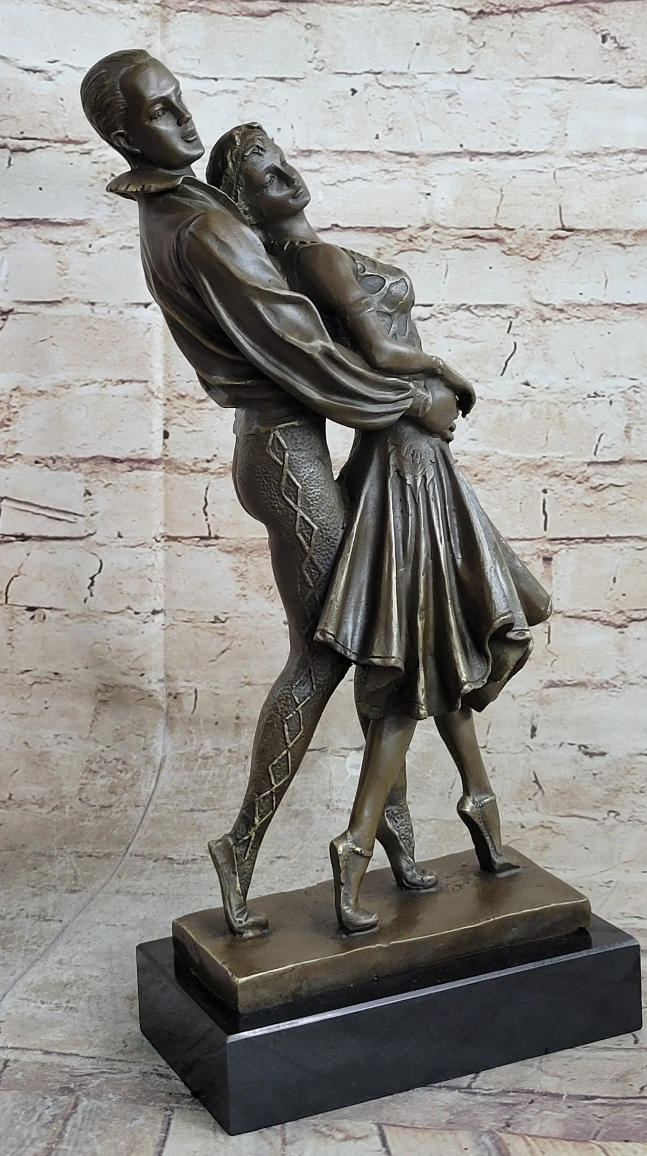 Pair of Professional Dancer Duo Ballroom Dancers Competition Bronze Sculpture