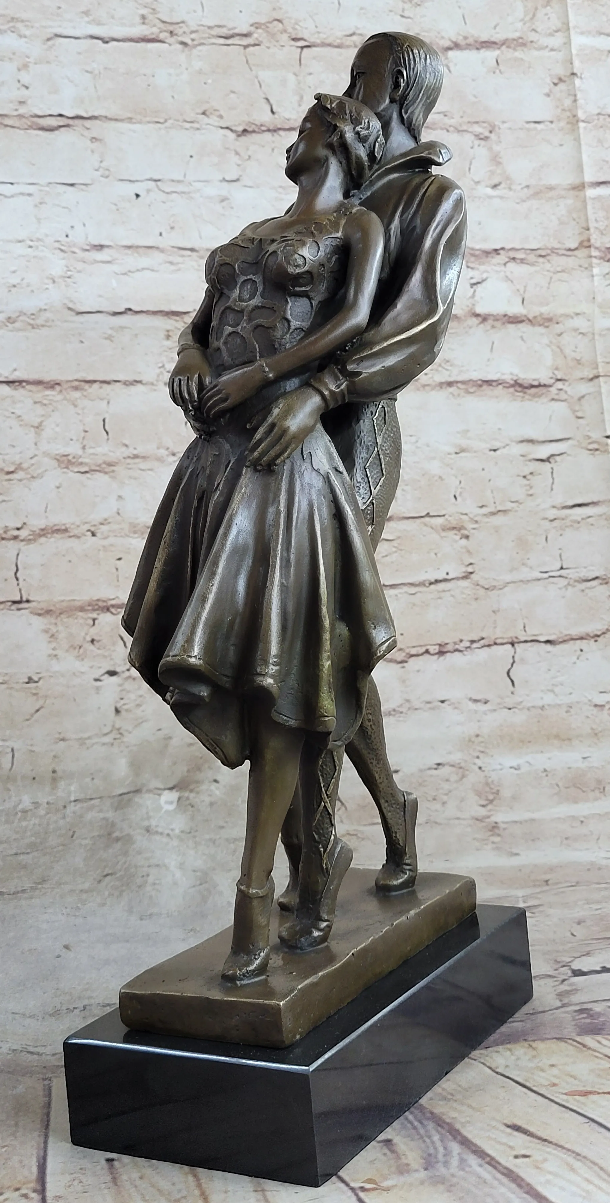 Pair of Professional Dancer Duo Ballroom Dancers Competition Bronze Sculpture