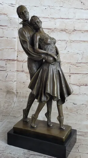 Pair of Professional Dancer Duo Ballroom Dancers Competition Bronze Sculpture