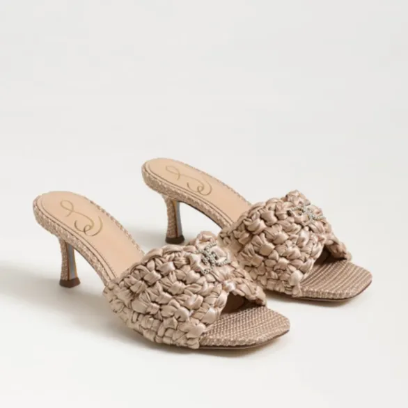 Paisley Kitten Heel Mule Ecru Ribbon- Sam Edelman