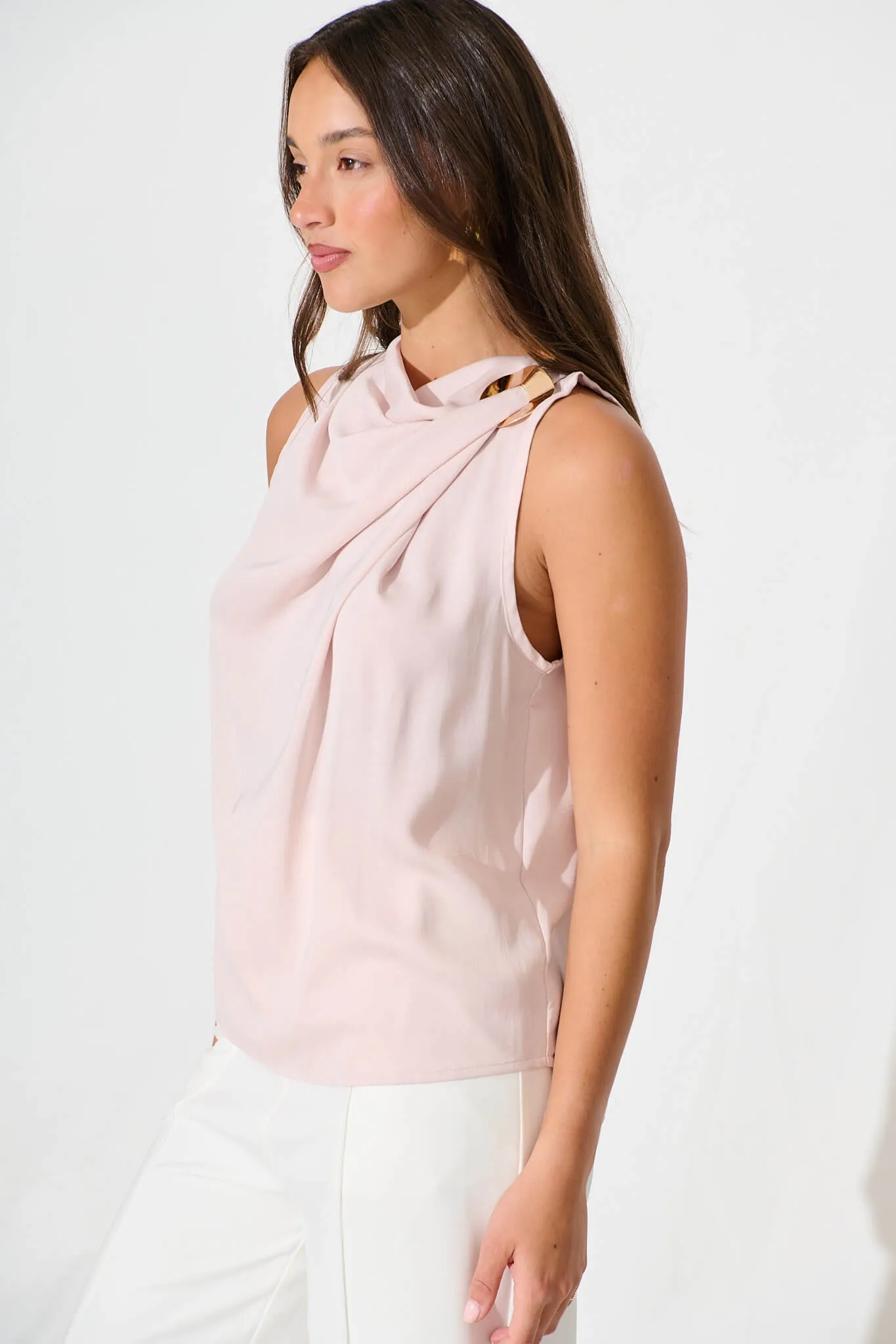 Pale Pink Satin Nadira Blouse