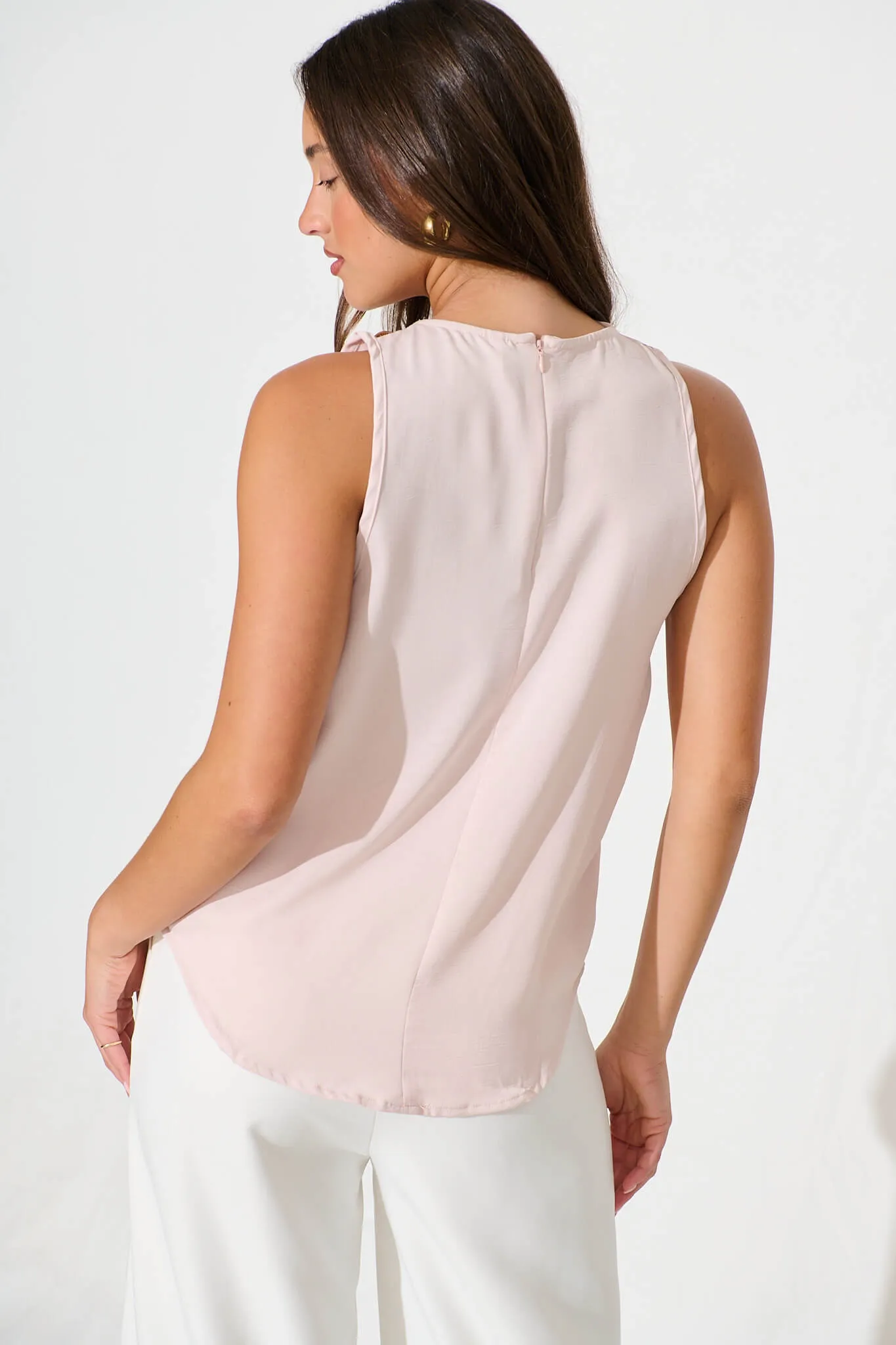 Pale Pink Satin Nadira Blouse