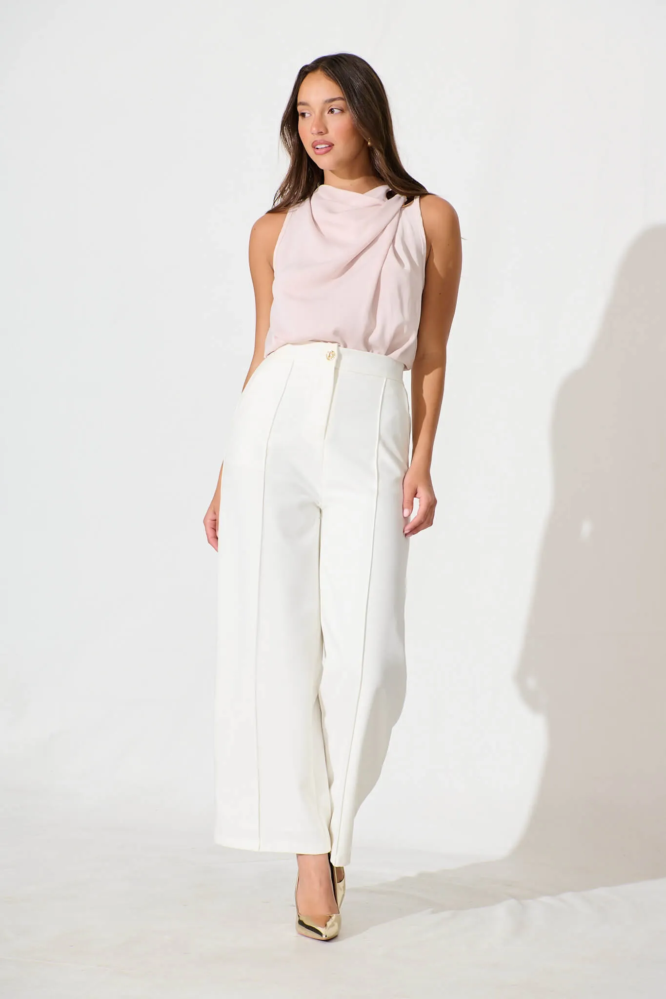 Pale Pink Satin Nadira Blouse