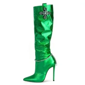 Patent Stiletto High Heel Boots