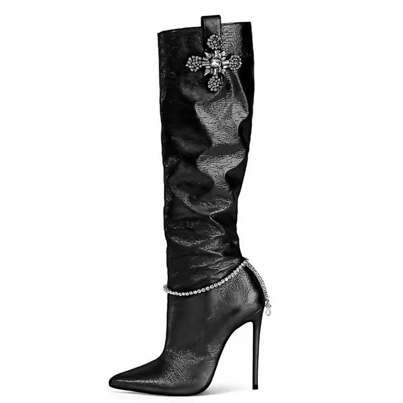 Patent Stiletto High Heel Boots