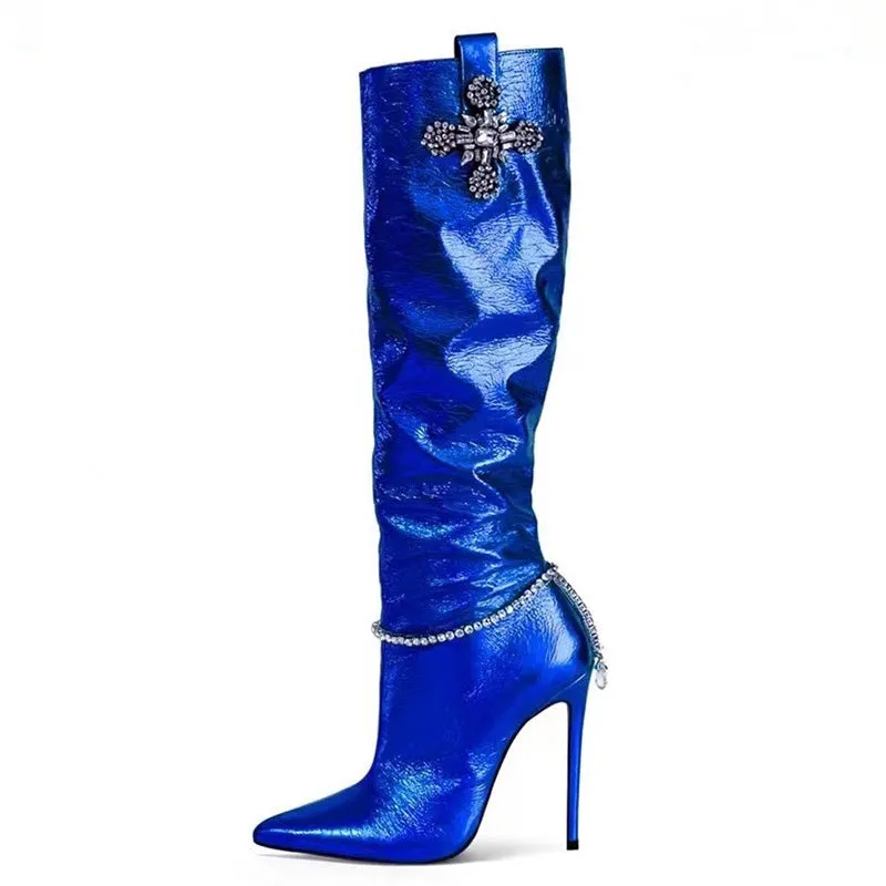 Patent Stiletto High Heel Boots