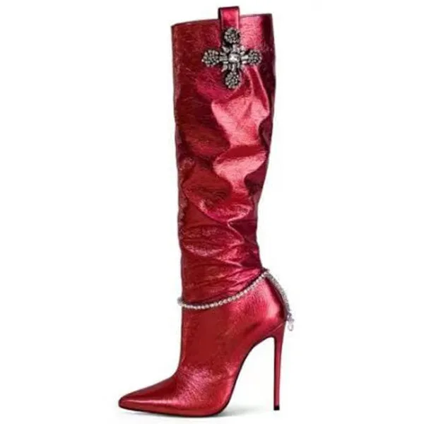Patent Stiletto High Heel Boots