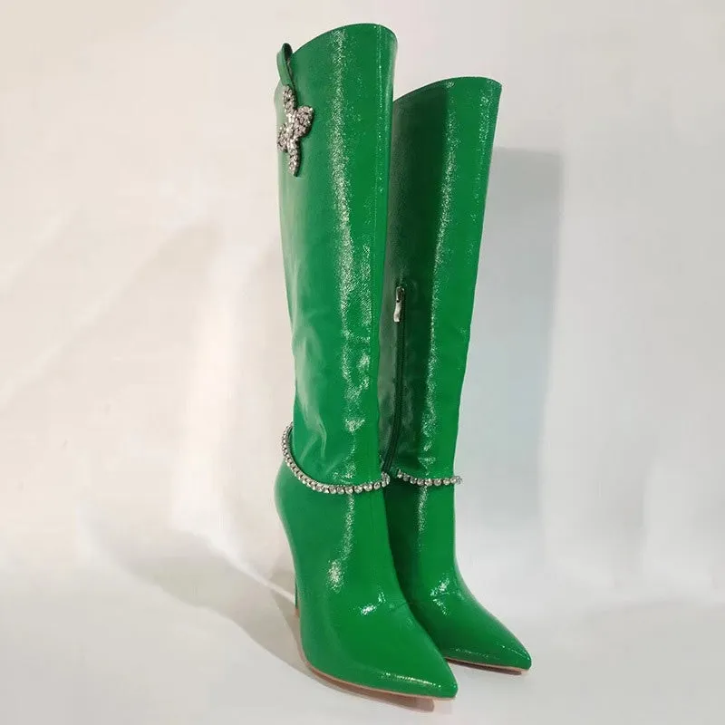 Patent Stiletto High Heel Boots
