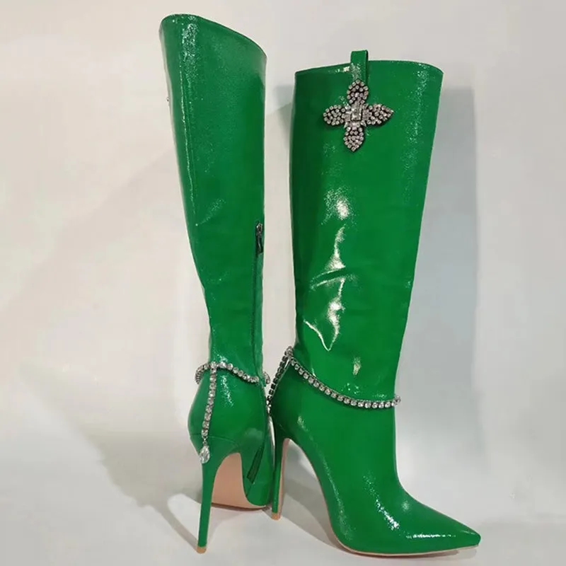 Patent Stiletto High Heel Boots