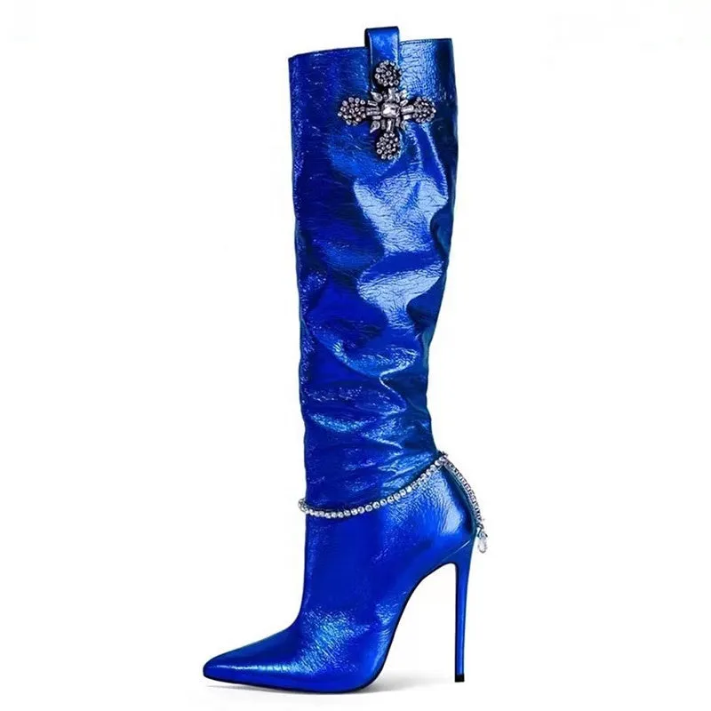 Patent Stiletto High Heel Boots