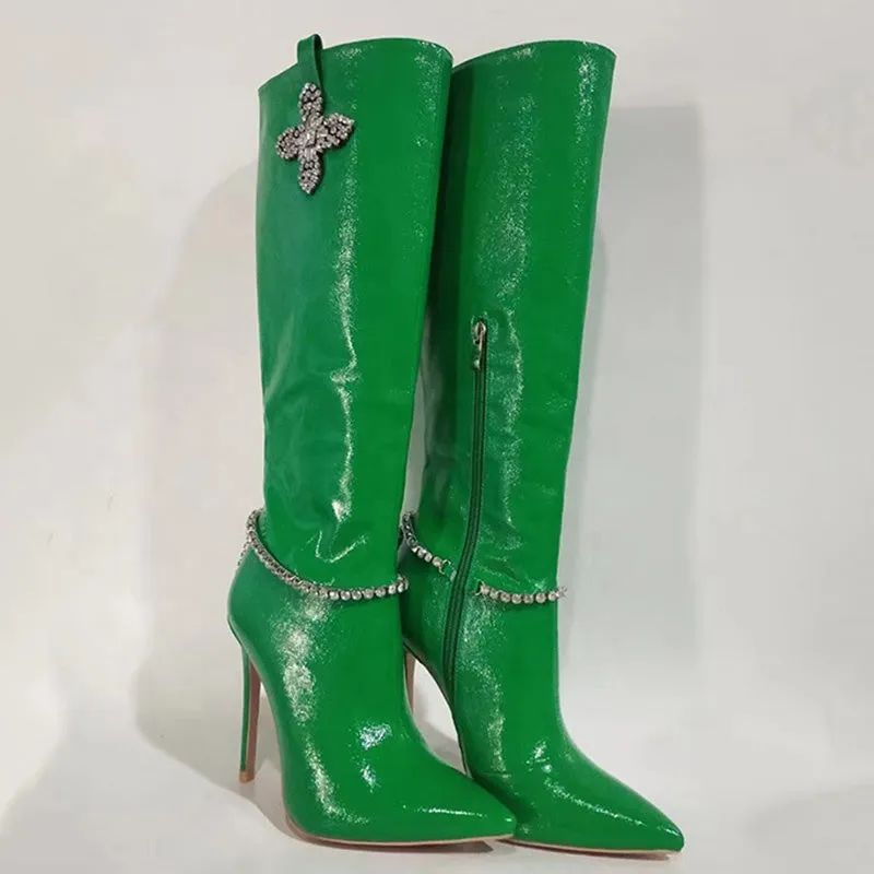 Patent Stiletto High Heel Boots