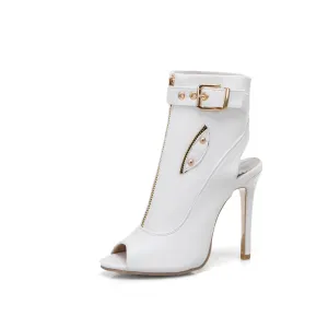Peep Toe Buckle Ankle Boots