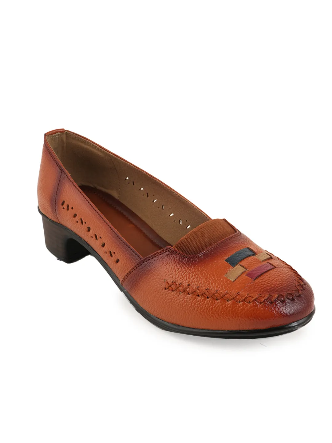 Pelle Albero Block Heel Tan Multi Ballerina