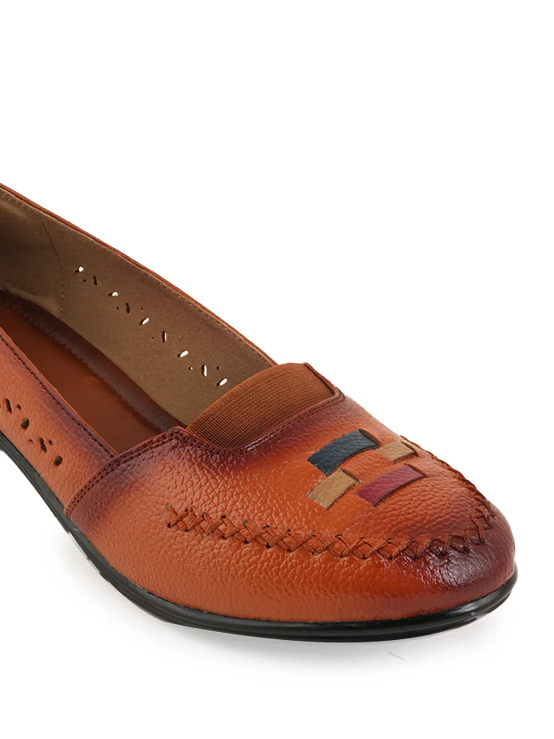 Pelle Albero Block Heel Tan Multi Ballerina