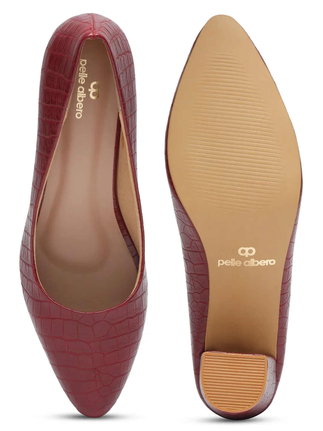Pelle Albero Maroon Heels for Women