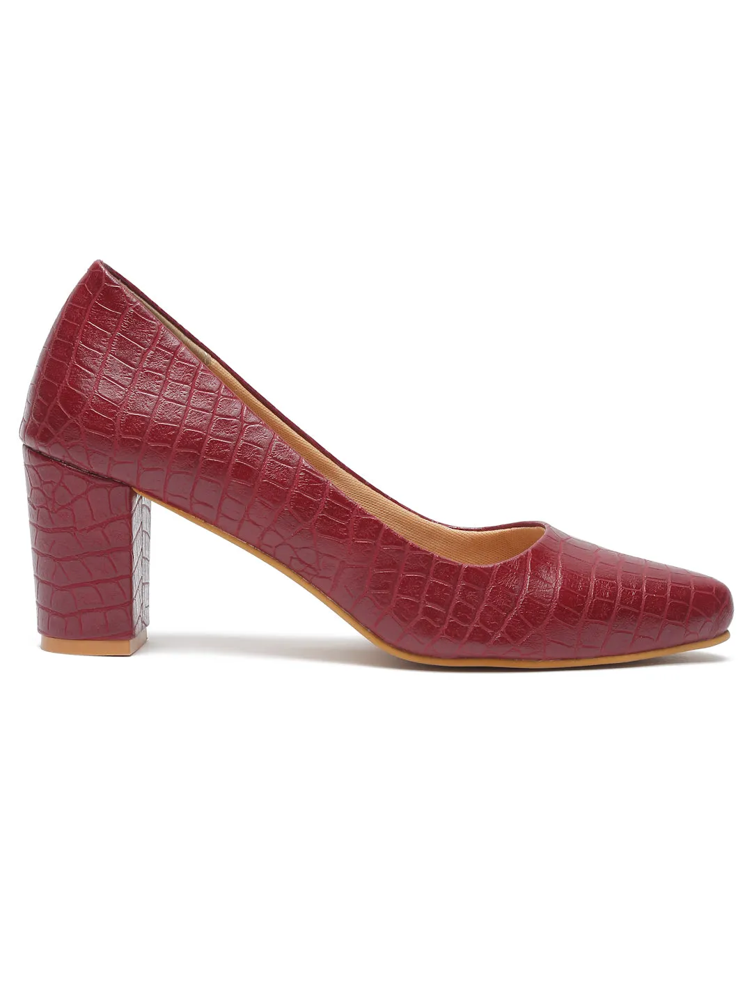 Pelle Albero Maroon Heels for Women