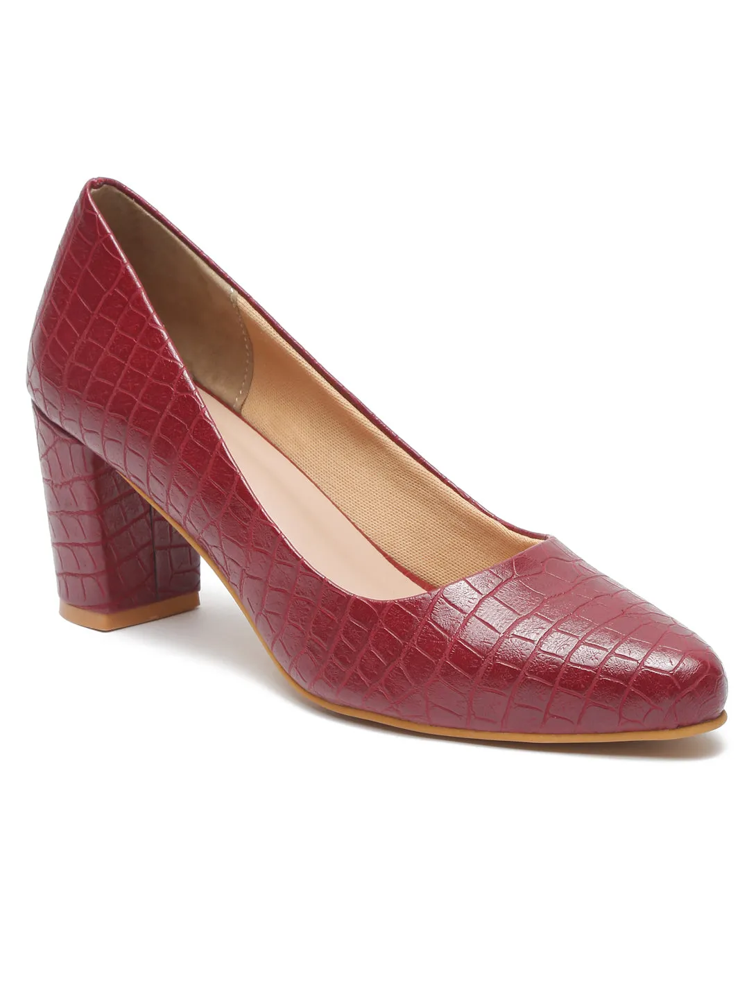 Pelle Albero Maroon Heels for Women