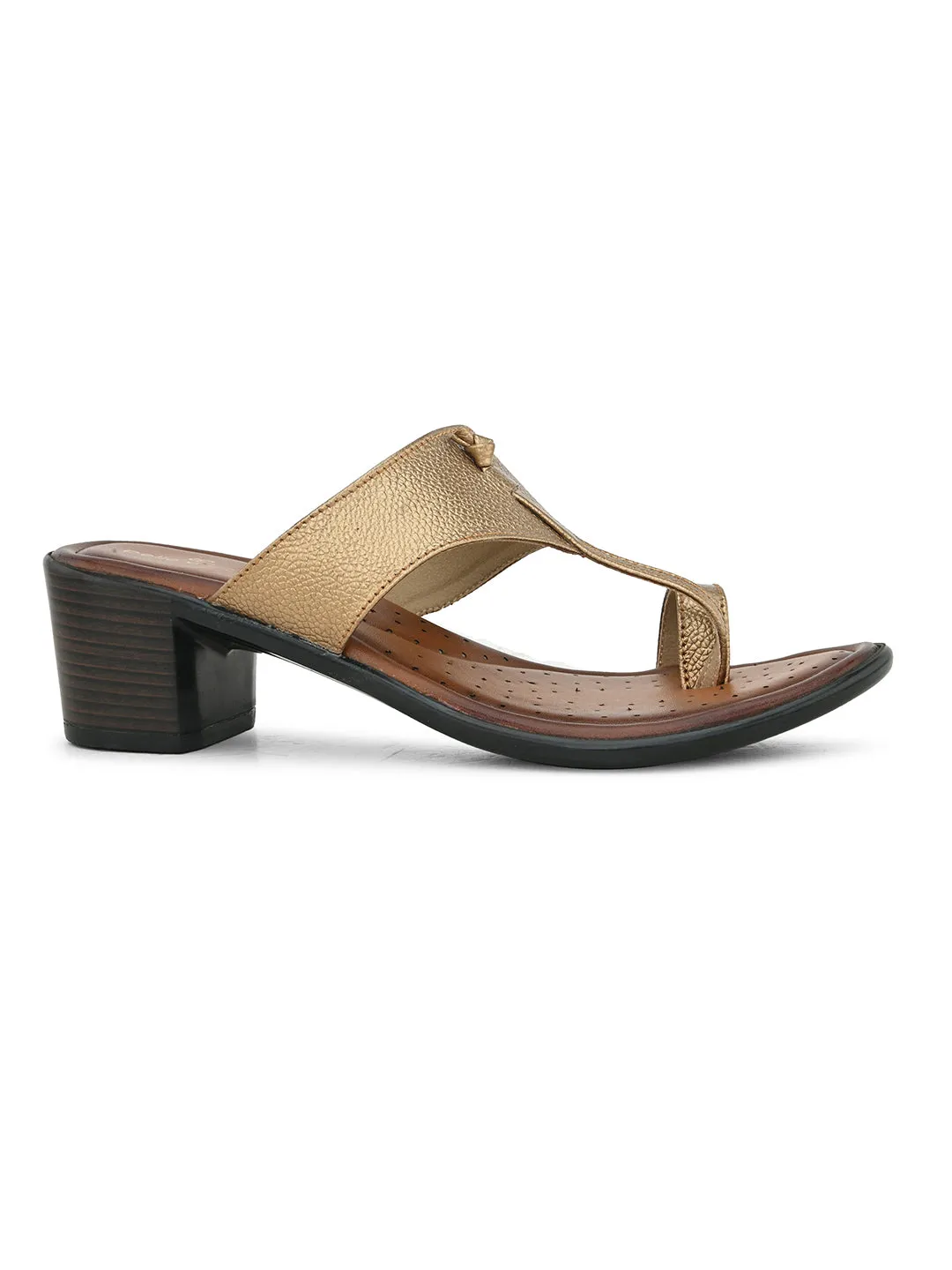 Pelle Albero Women's Copper Leather Slip-On Block Heel Sandals