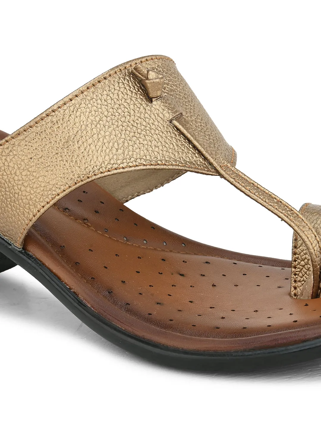 Pelle Albero Women's Copper Leather Slip-On Block Heel Sandals