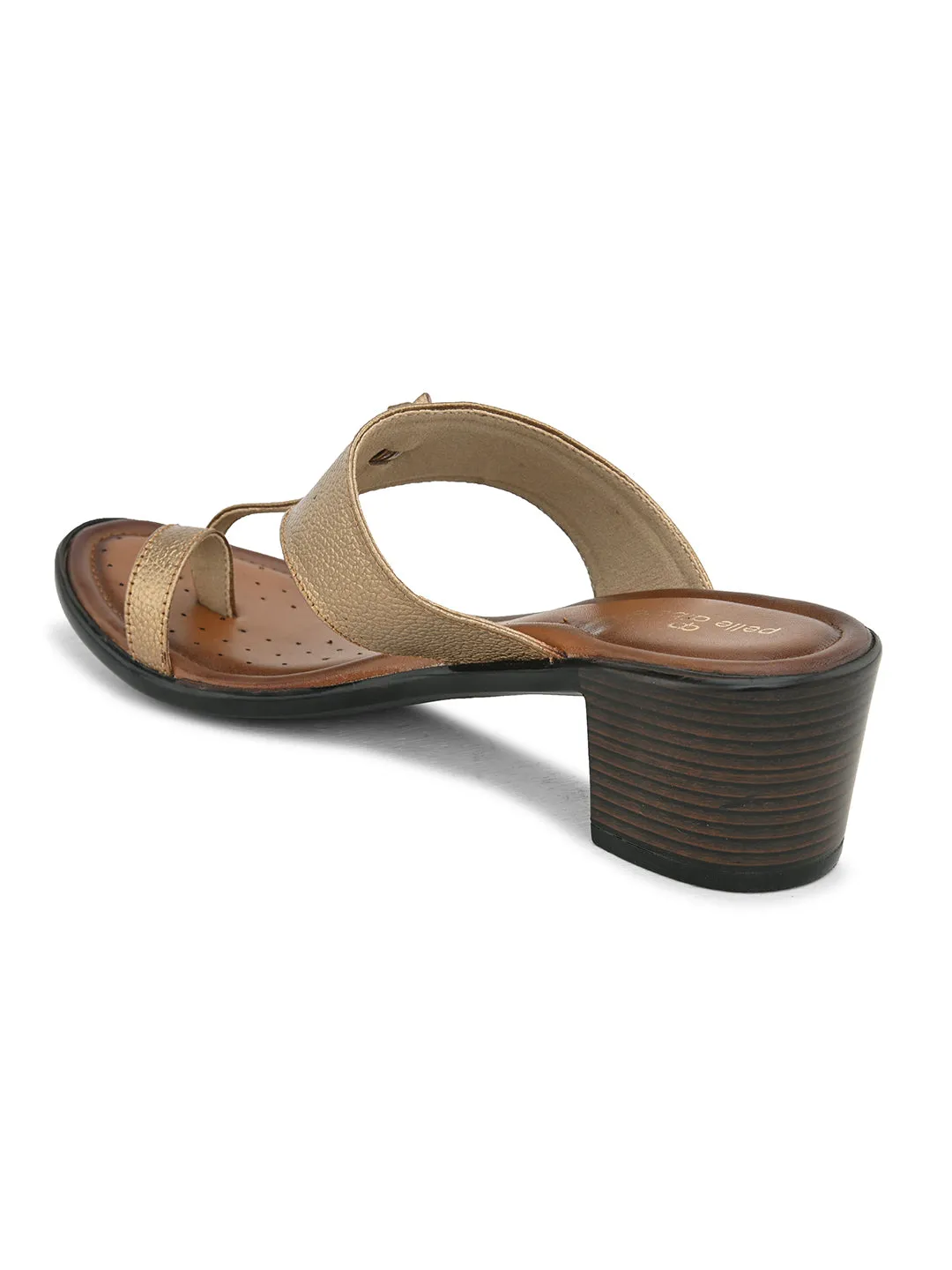 Pelle Albero Women's Copper Leather Slip-On Block Heel Sandals