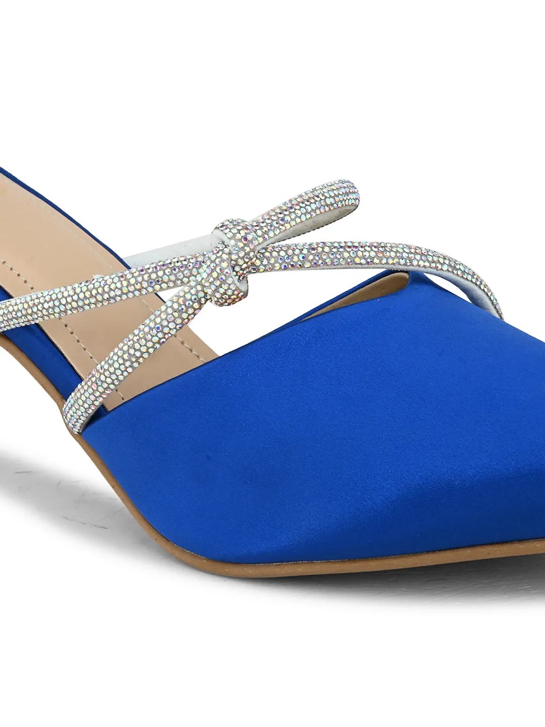 Pelle Albero Women's Latest Trendy Blue Synthetic Slip-On Heels Mules Sandals