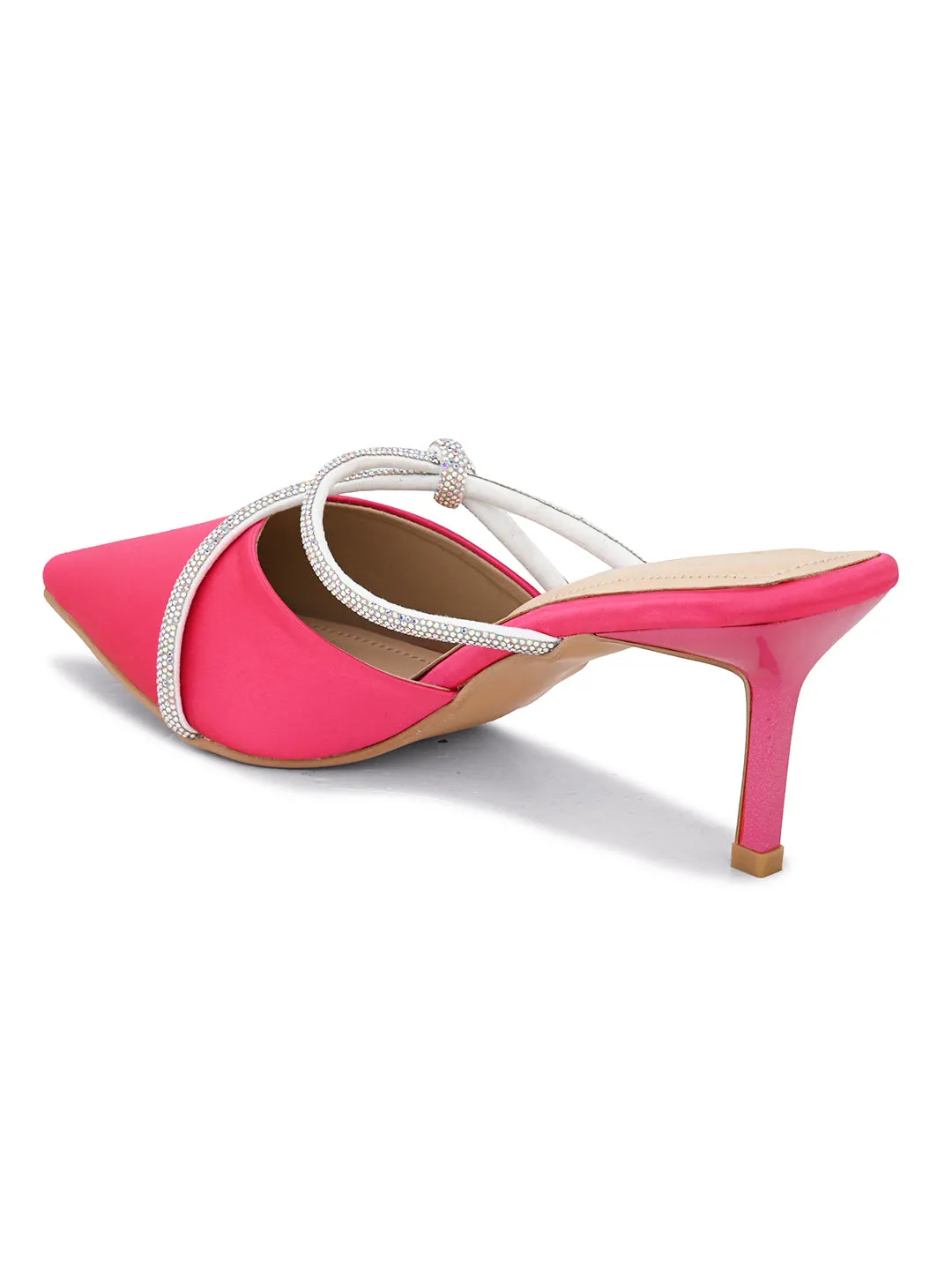 Pelle Albero Women's Latest Trendy Pink Synthetic Slip-On Heels Mules Sandals