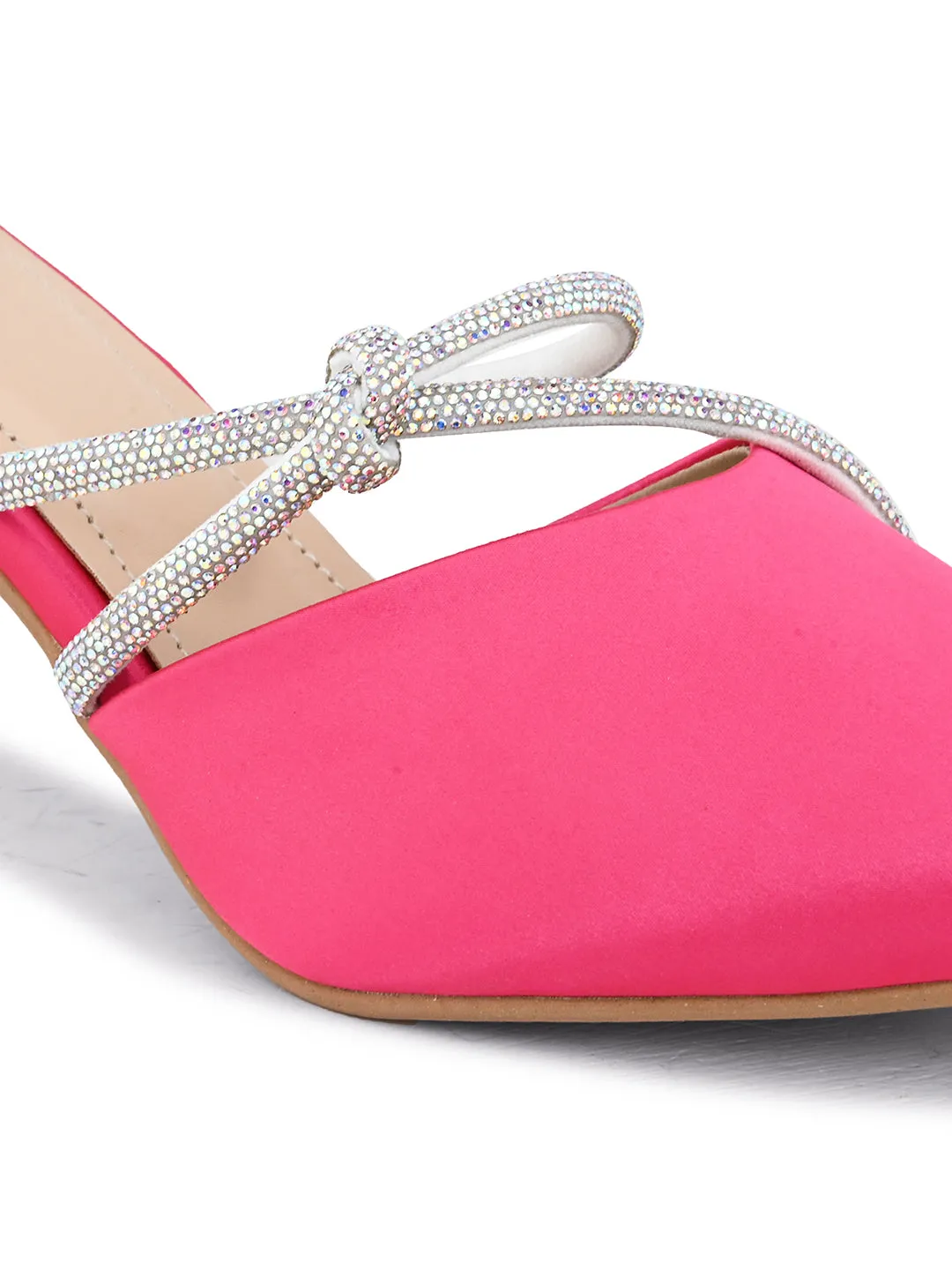 Pelle Albero Women's Latest Trendy Pink Synthetic Slip-On Heels Mules Sandals