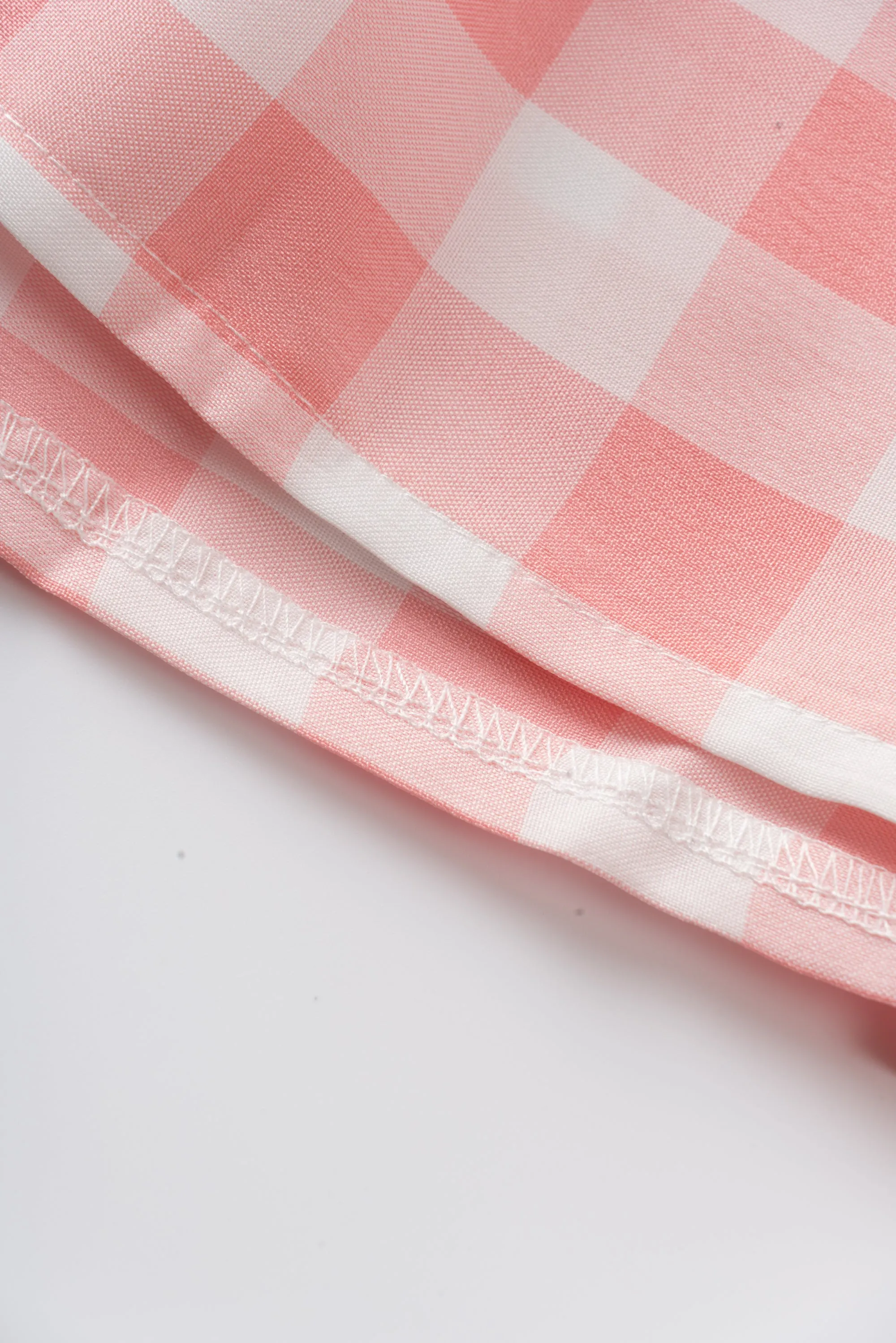 Pink Plaid V-neck Cut Out Maxi Dress