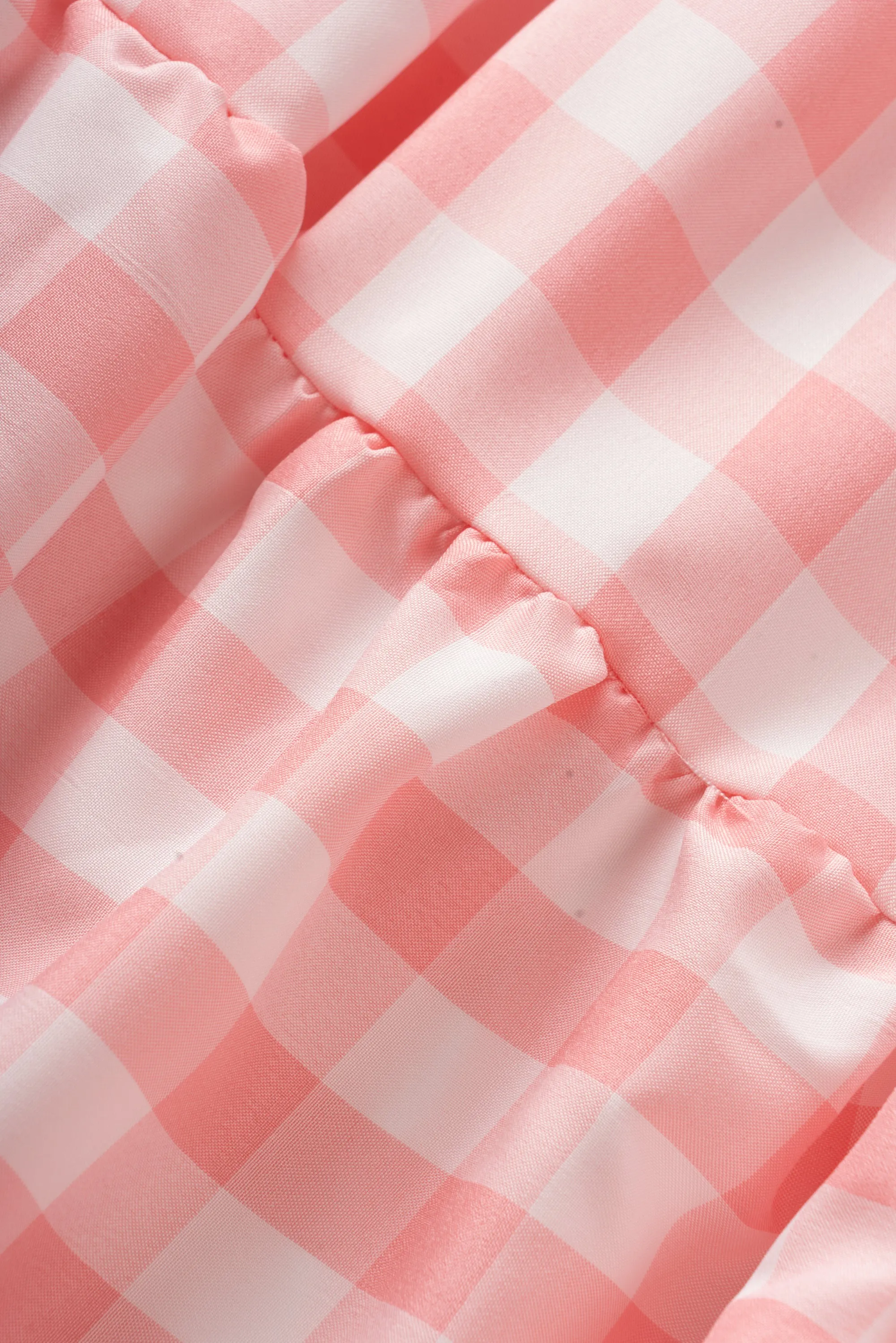 Pink Plaid V-neck Cut Out Maxi Dress