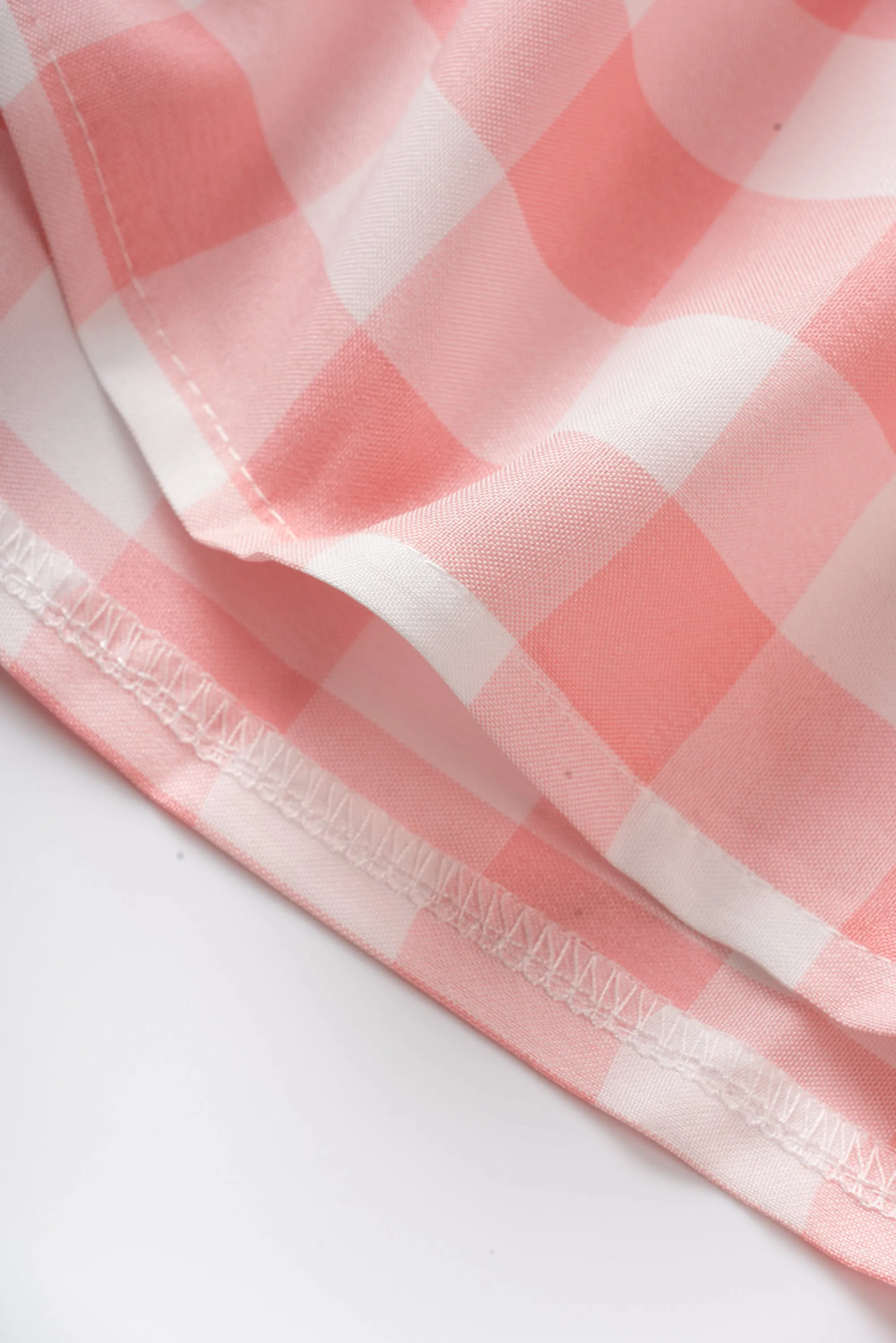 Pink Plaid V-neck Cut Out Maxi Dress