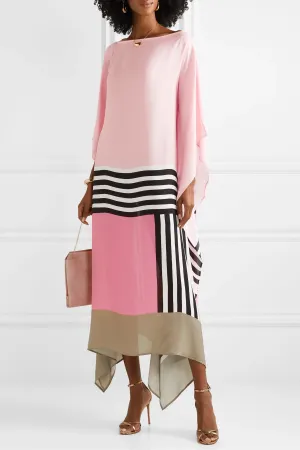 Pink Rose Satin Silk Kaftan Dress