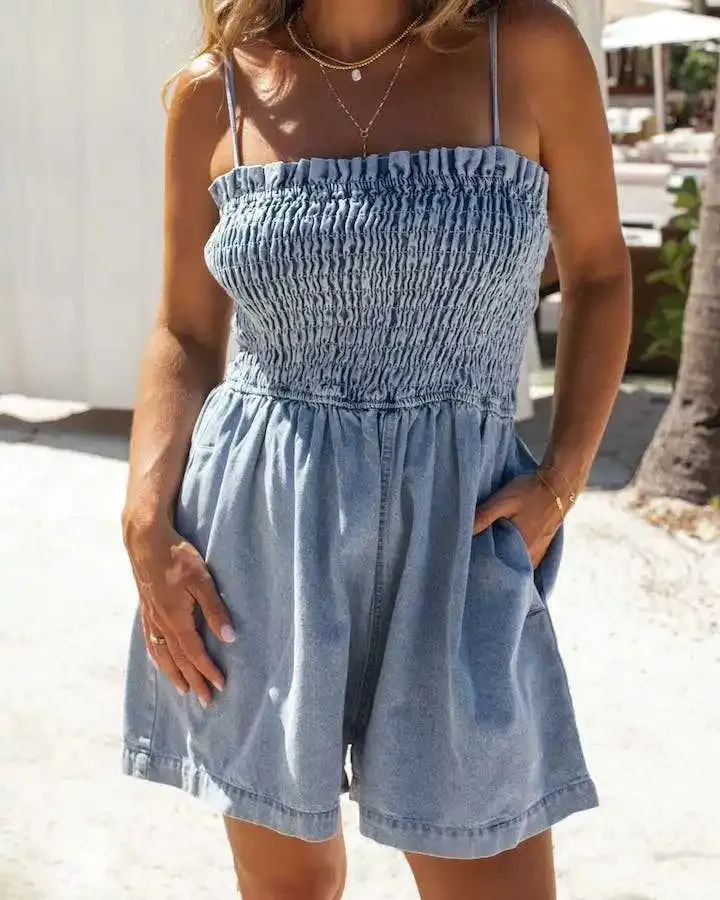 Playful Denim Women's Playsuit for Outdoor Adventures