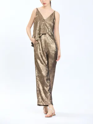 Plunge Neck Camisole Layered Jumpsuit