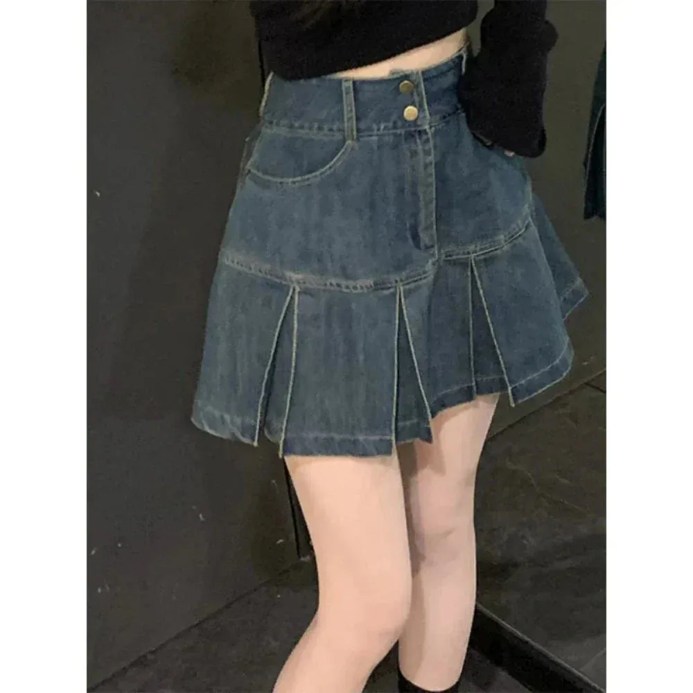 PopStar Chic High-Rise Mini Denim Skirt