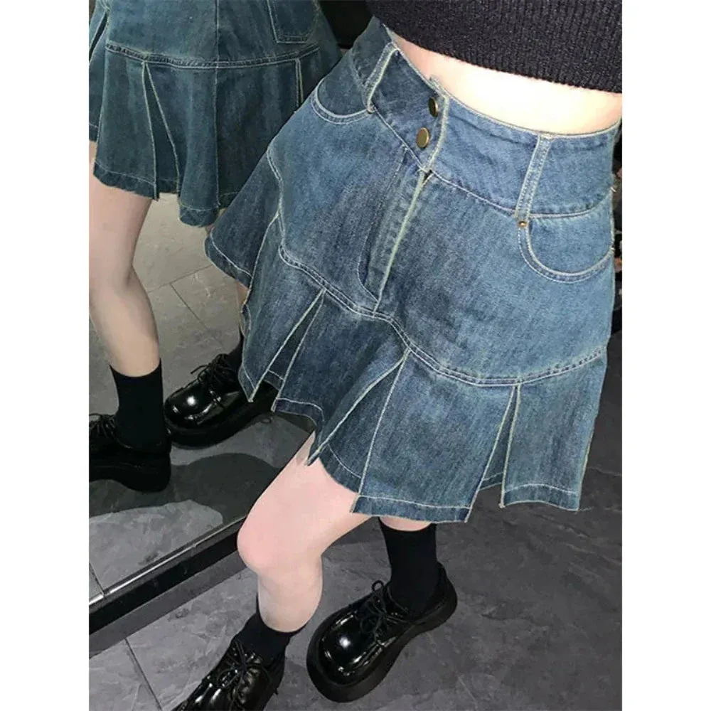 PopStar Chic High-Rise Mini Denim Skirt