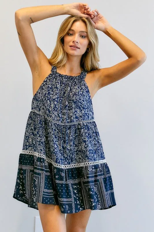Printed Halter Neck Dress