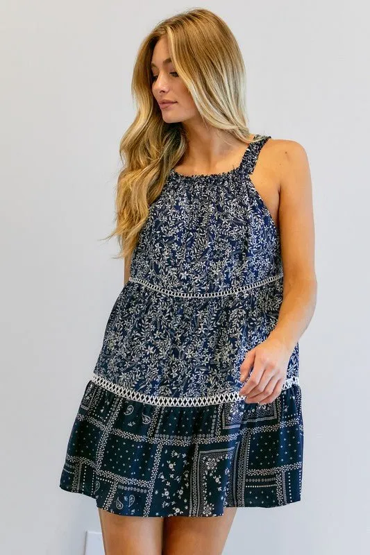 Printed Halter Neck Dress