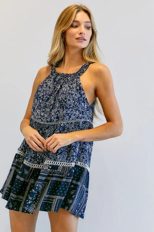 Printed Halter Neck Dress