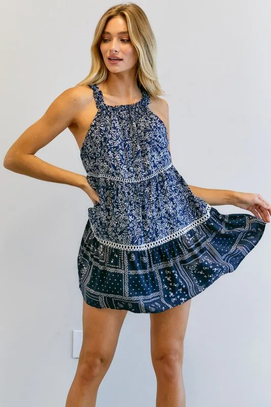 Printed Halter Neck Dress