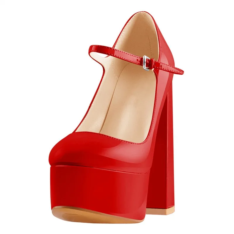 Pumps Platform Ankle Strap Chunky High Heels Shoes
